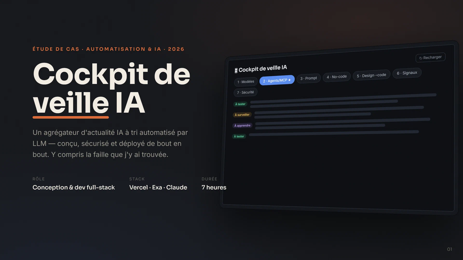 Cockpit de veille IA — étude de cas — slide 1